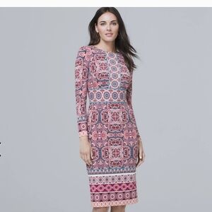 White House Black Market Pink Medallion Sheath/Pencil Dress